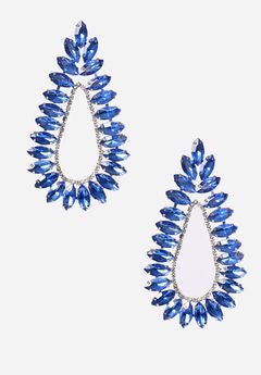 Oversized Teardrop Crystal Earrings With Mixed Crystals