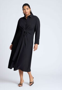 Tie Front Oversized Shirt Dress