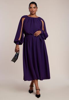Sleeve Detail Belted Maxi Dress
