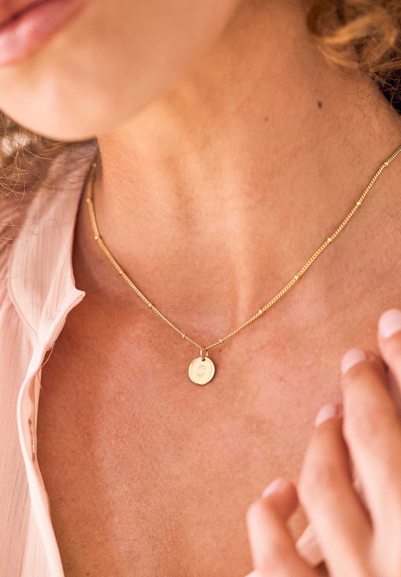 Madeline Gold Initial Pendant, R, alternate image number 2