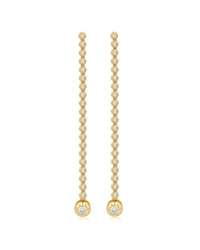The Rose Bud Tennis Drop Studs- Gold, GOLD, hi-res image number 0