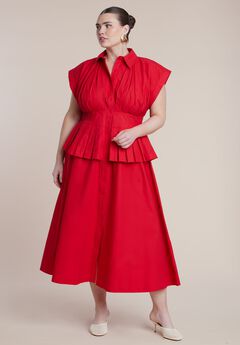 Peplum Poplin Shirt Dress