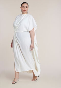 Draped Cape High-Low Maxi Dress