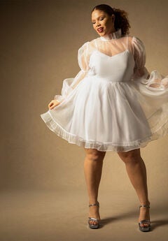 Bridal by ELOQUII Organza Ruffle Mini Dress