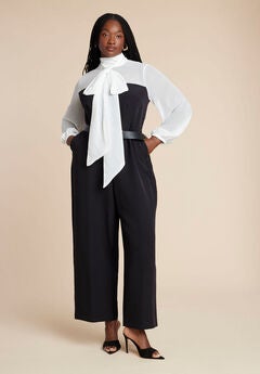 Twofer Tie Neck Jumpsuit