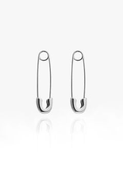 Avril Safety Pin Silver Earrings