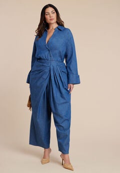 Chambray Pleated Jumpsuit