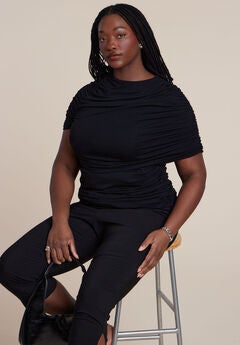 Sleeve Overlay Draped Top