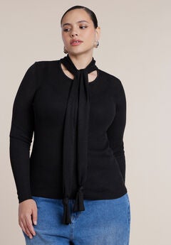 Fitted Sweater With Neck Tie