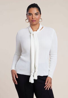 Fitted Sweater With Neck Tie