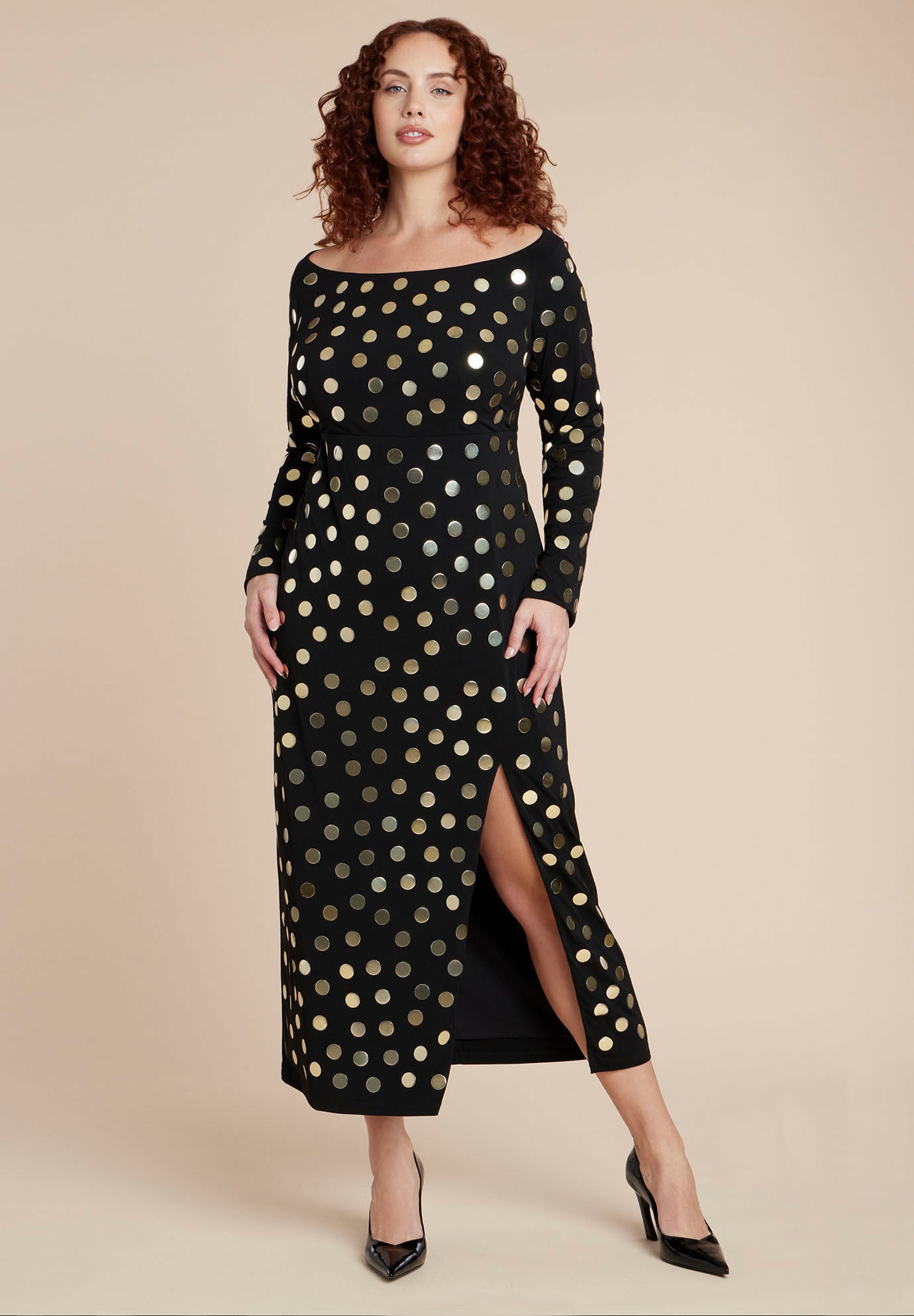  Studded Maxi Dress, BLACK ONYX, alternate image number 2