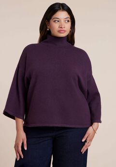 Boxy Three Quarter Sleeve Turtleneck