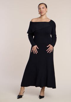 Off The Shoulder Sweater Midi Dress