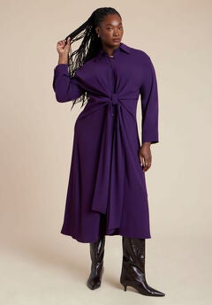 Tie Front Oversized Shirt Dress