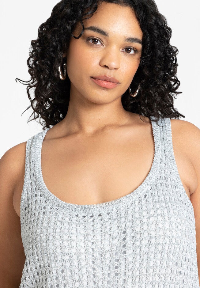 Metallic Sweater Dress, SILVER, alternate image number 3