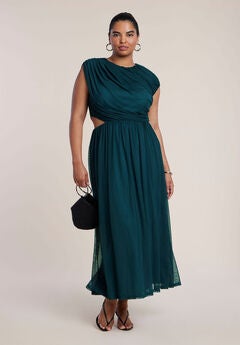 Asymmetric Draped Knit Maxi Dress