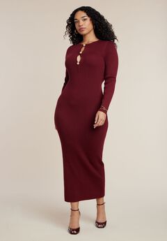 Sweater Button Detail Sweater Maxi Dress