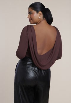 Draped Cowl-Back Bodysuit