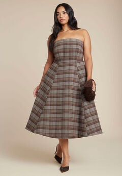 Plaid Fit And Flare Midi Dress