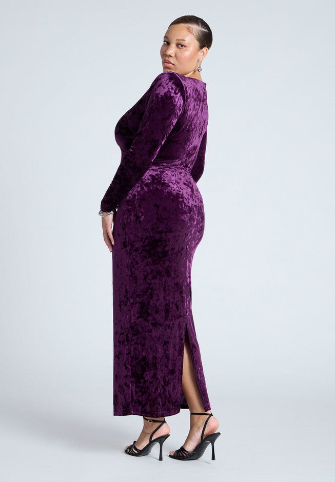 Twist Bodice Velvet Maxi Dress, MAGNIFICENT PURPLE, on-hover image number 1