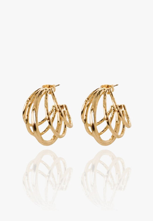 Textured Mini Dora Earrings, GOLD, hi-res image number null