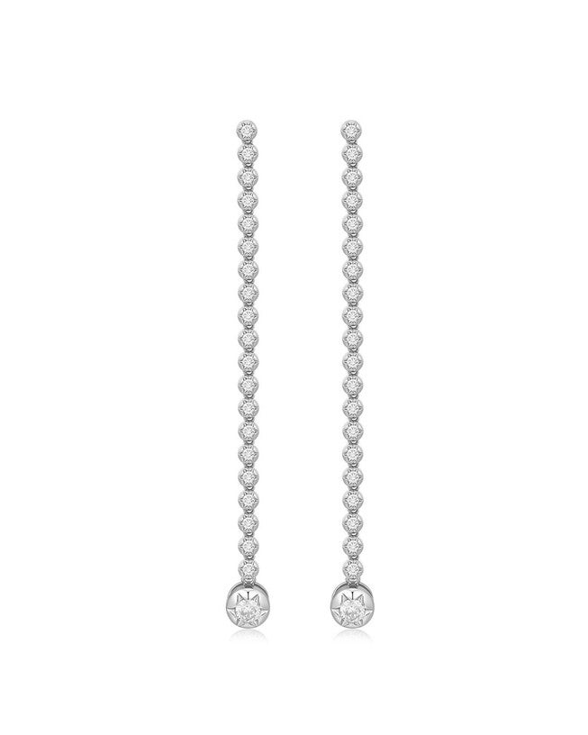 The Rose Bud Tennis Drop Studs- Silver, SILVER, hi-res image number 0