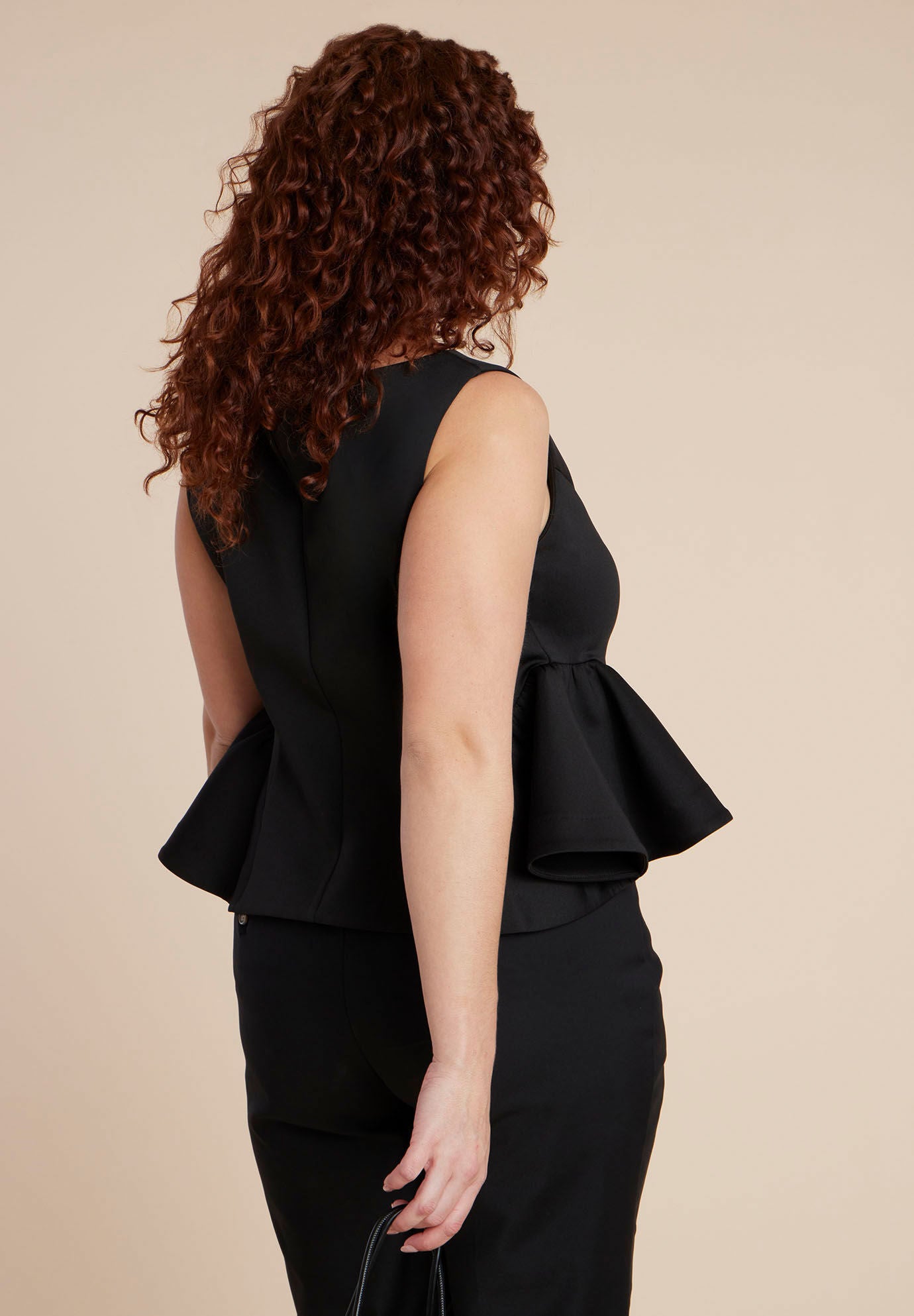 Flared Peplum Top, BLACK ONYX, alternate image number 2