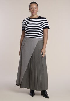 Pleated Wrap Maxi Skirt
