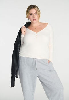 Soft Brushed Henley Long Sleeve