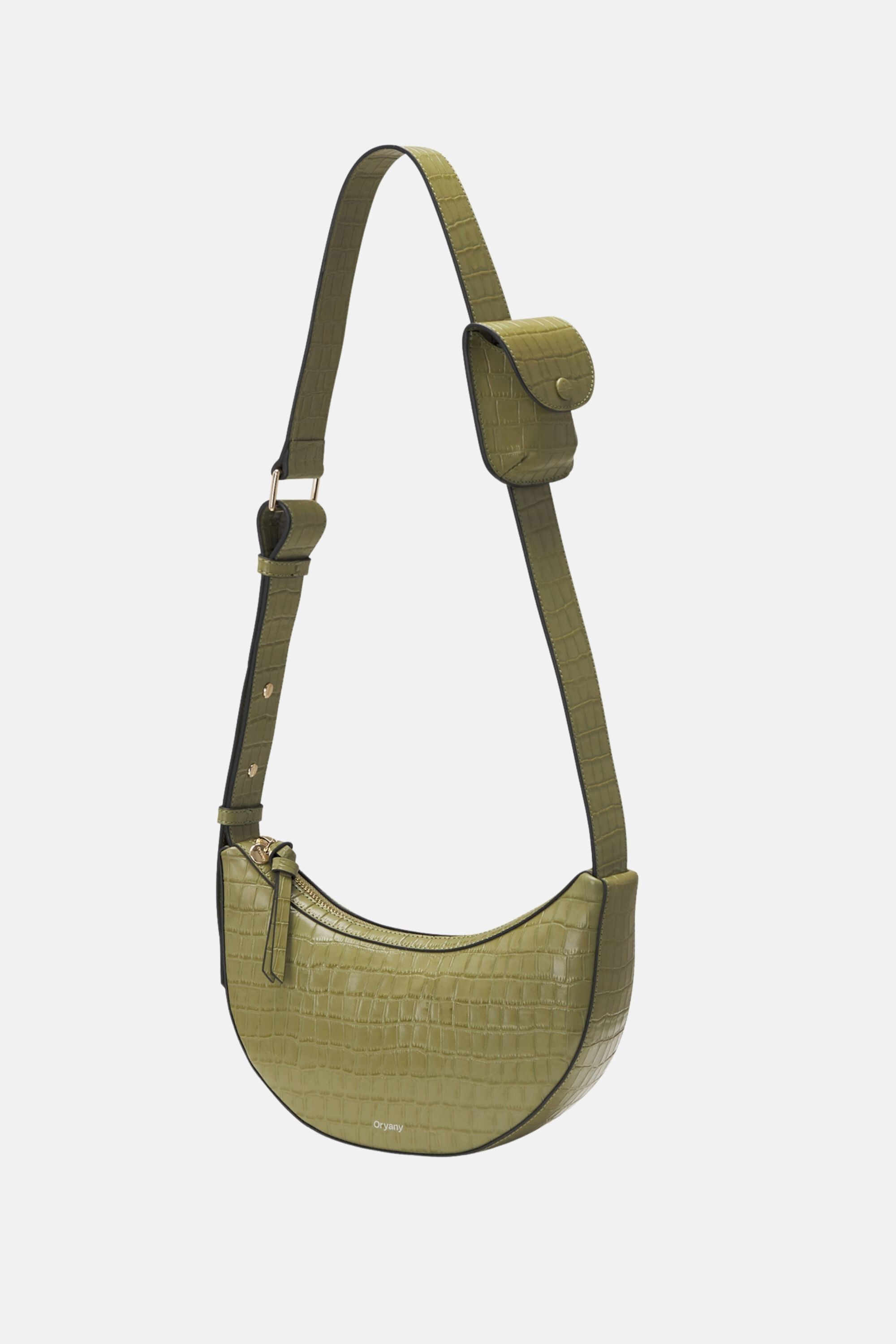Rookie Croco Crossbody Medium- Cream, LEAF OLIVE, alternate image number 3