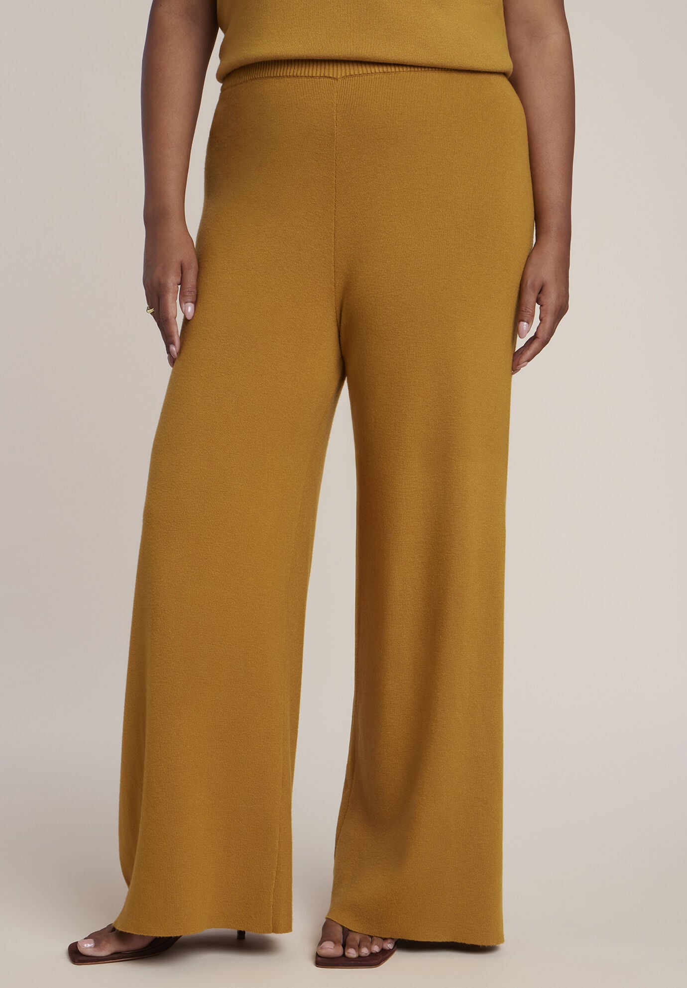 Wide-Leg Sweater Pant, HONEY, on-hover image number 1