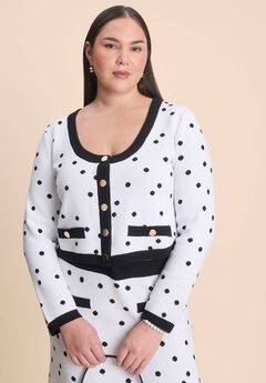 Cropped Intarsia Knit Jacket