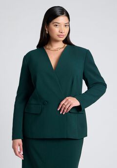 The 365 Semi Stretch Double Breast Collarless Blazer