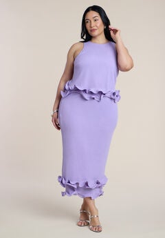 Ruffle Detail Column Maxi Dress