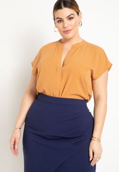 Notch Collar Blouse