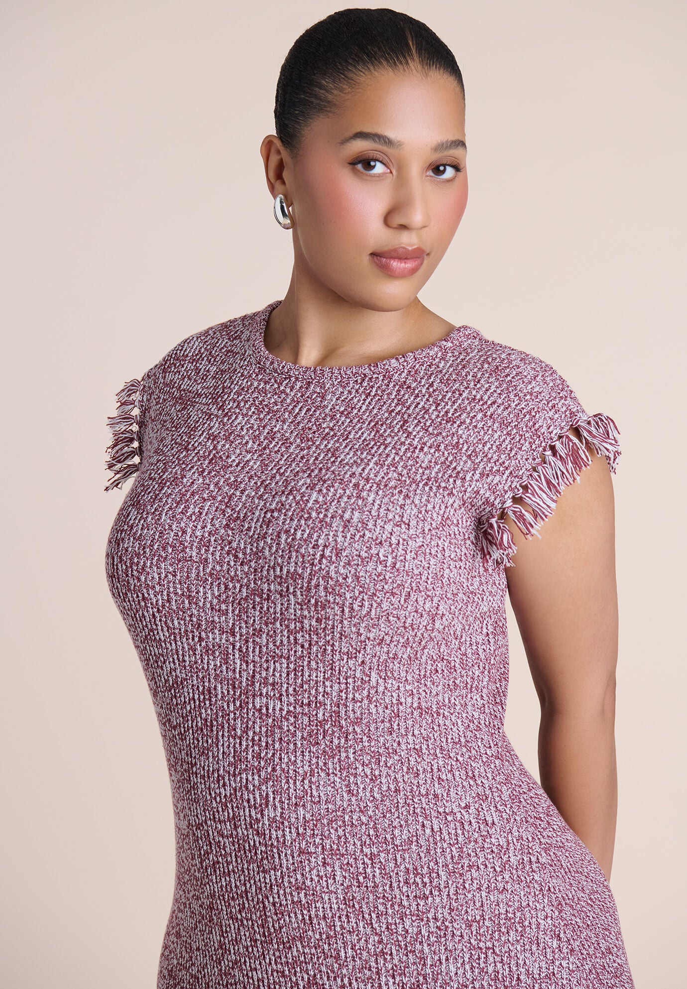 Frayed Ruffle Sweater Maxi Dress, RUSTY MARL, alternate image number 4