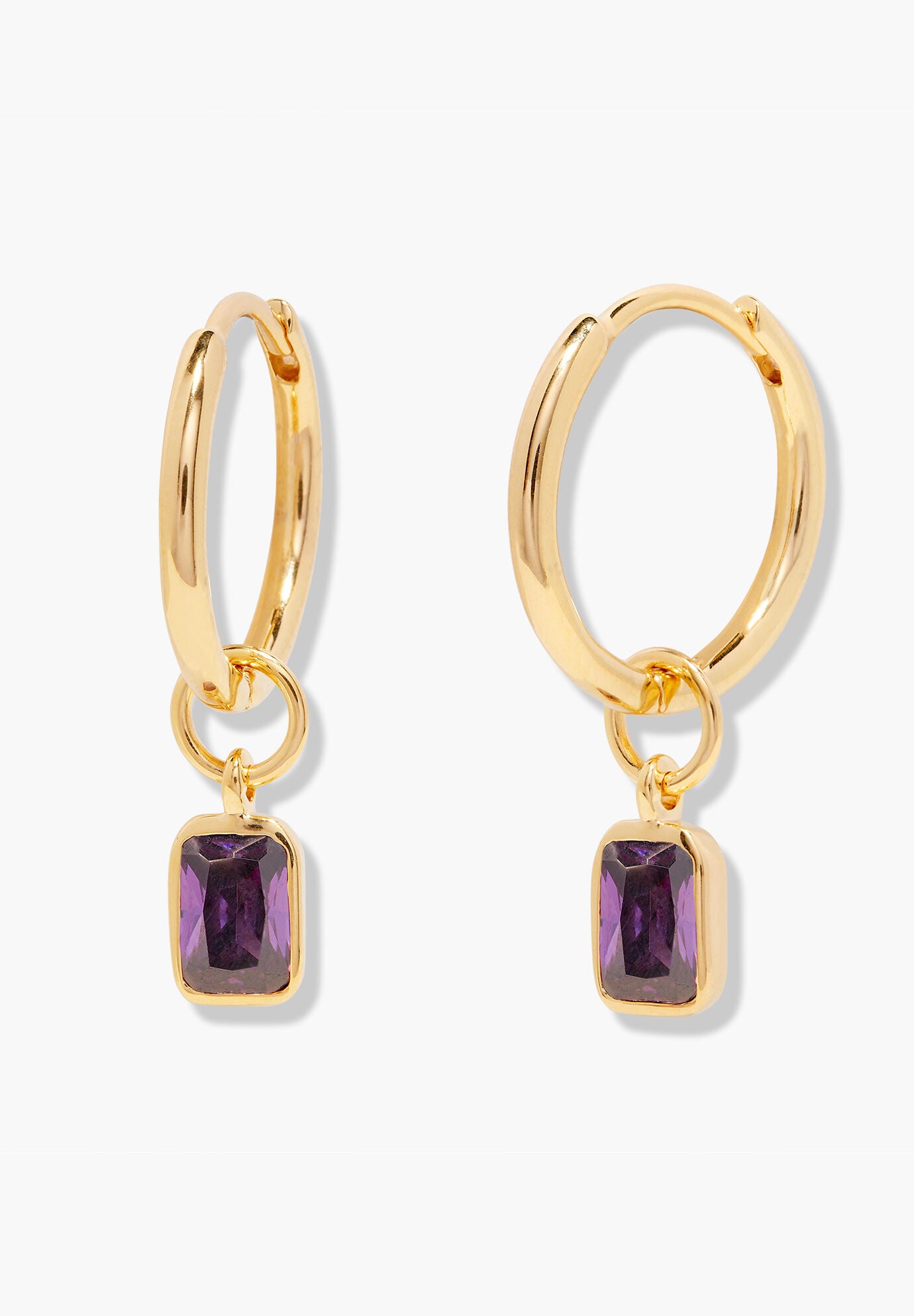 Mackenzie Gold Birthstone Hoops, FEBRUARY, hi-res image number 0