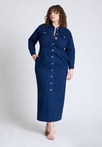 Fit & Flare Denim Dress | Dia & Co