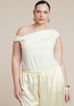 Plus Size Asymmetrical Neckline Tops