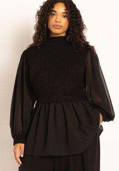 Plus Size Black Turtleneck Sweater Dress