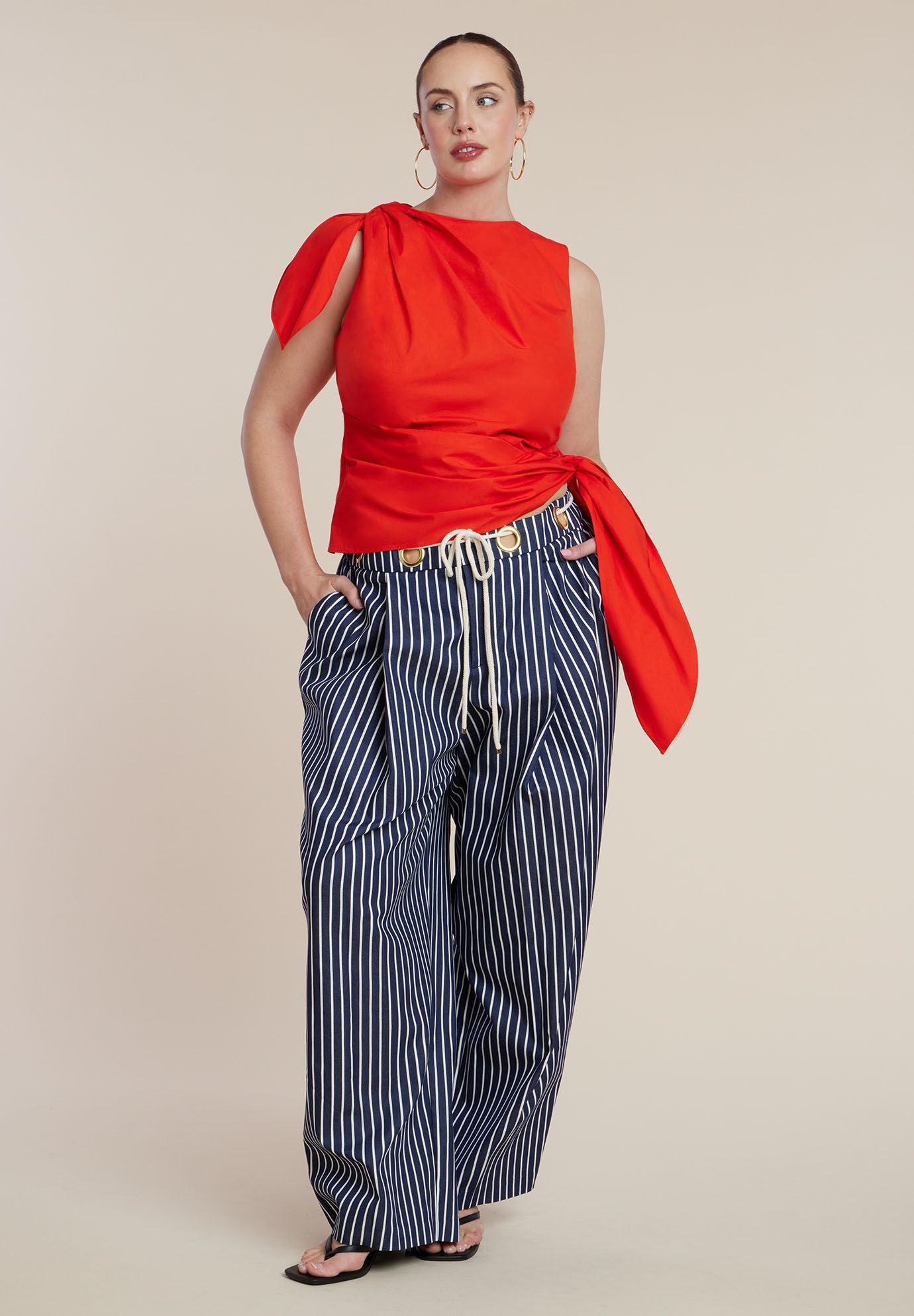 Striped Pant With Rope Belt