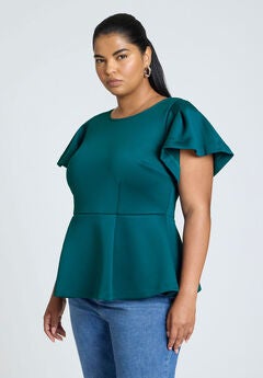 Flare Sleeve Peplum Top