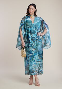 Shell Detail Wide-Sleeve Kaftan