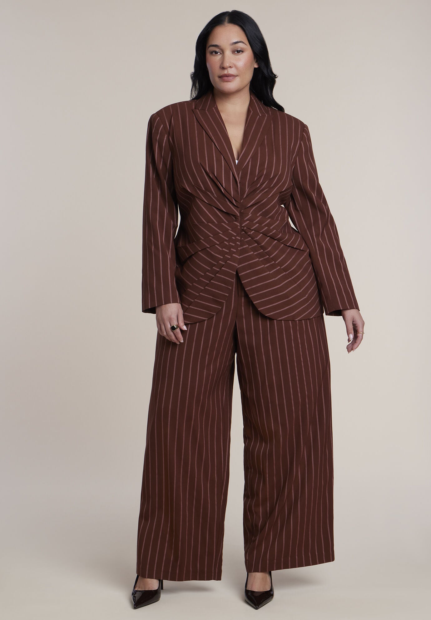 Wide Leg Pinstripe Trouser
