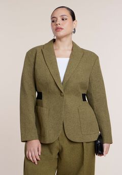 Cinched Elastic Waist Blazer