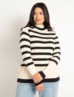 Striped Mock Neck Sweater