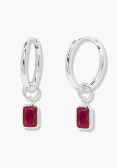 Mackenzie Silver Birthstone Hoops