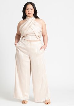 Metallic Stripe Wide Leg Pant