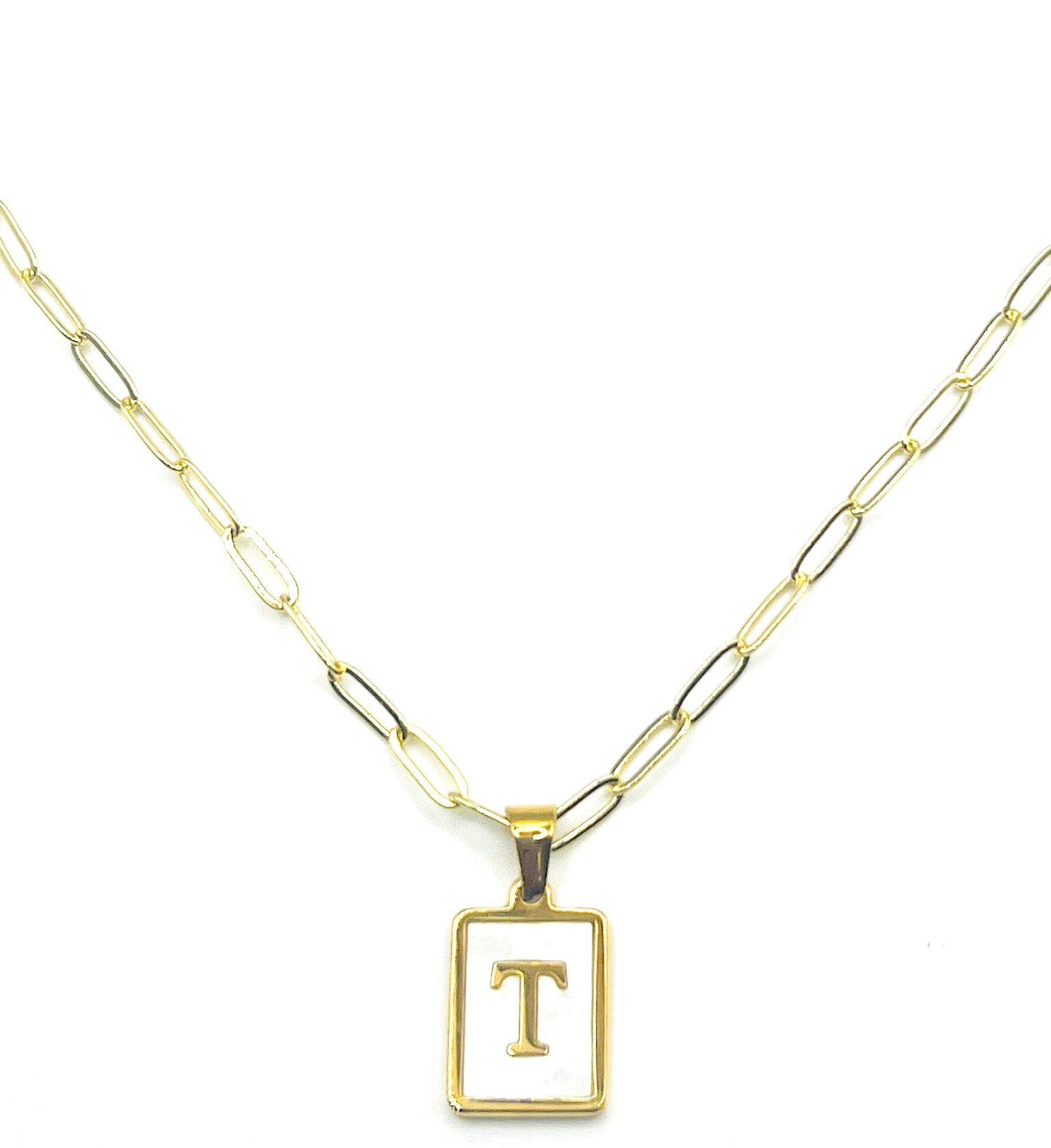 Pearlescent Initial Necklace, T, hi-res image number 0