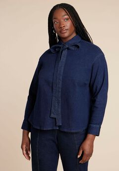 Denim Top With Bow Tie